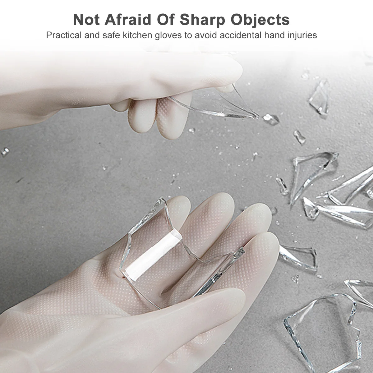 

1Pair Dishwashing Gloves Anti-Slip Durable White Size M Housework Kitchen Gloves for Washing Cleaning Pet Care