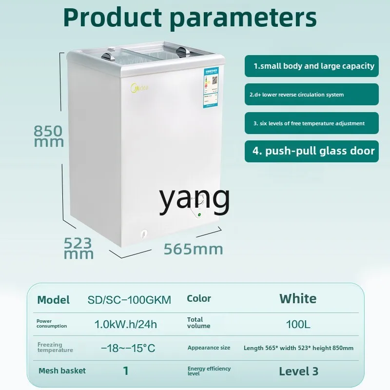 CX doméstico pequeno armário de sorvete refrigerado armário de manutenção fresca tampa de vidro tenda horizontal