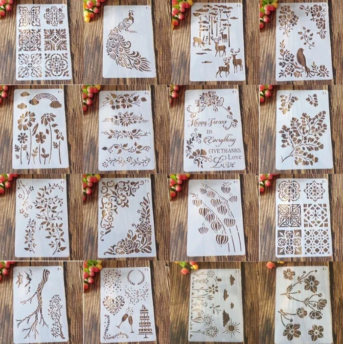 26*18cm Flowers Stencils  DIY Craft Layering Stencils For Walls Painting Scrapbooking Stamping Stamp Album Decorative