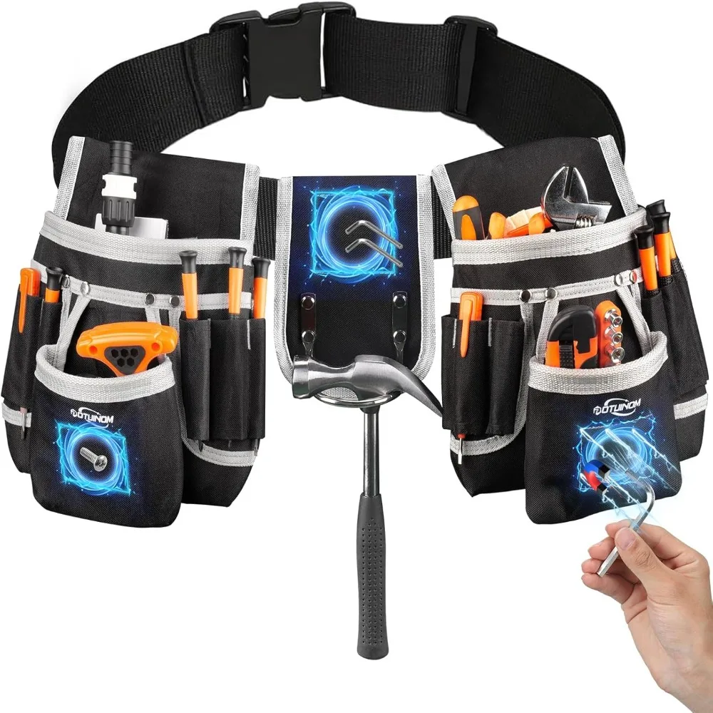 Professional 26 Pockets Magnetic Tool Belt Detachable Heavy Duty Tool Pouch Industrial Grade Oxford Fabric Magnet Pouch Worker