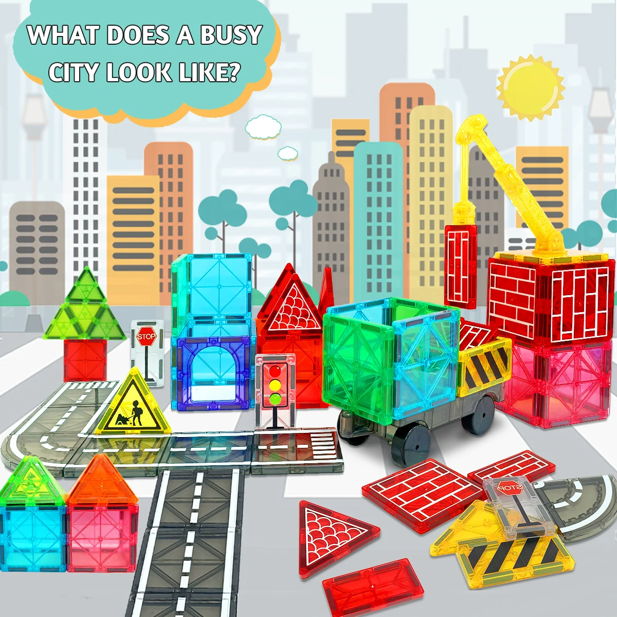 aaczly Construction Magnetique Enfant 74 Pièces à 17.59€ au lieu de 25.99€.  #amazon #affilié