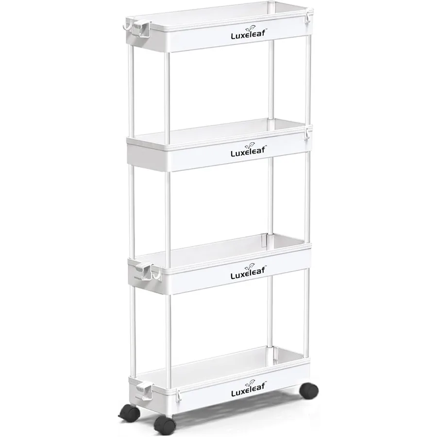 

Plastic Multilayer Save Space Adjustable Feet Used as Pantry Shelf Kitchen Storage Racks 87cmx35cmx10cm 4Basket (White)