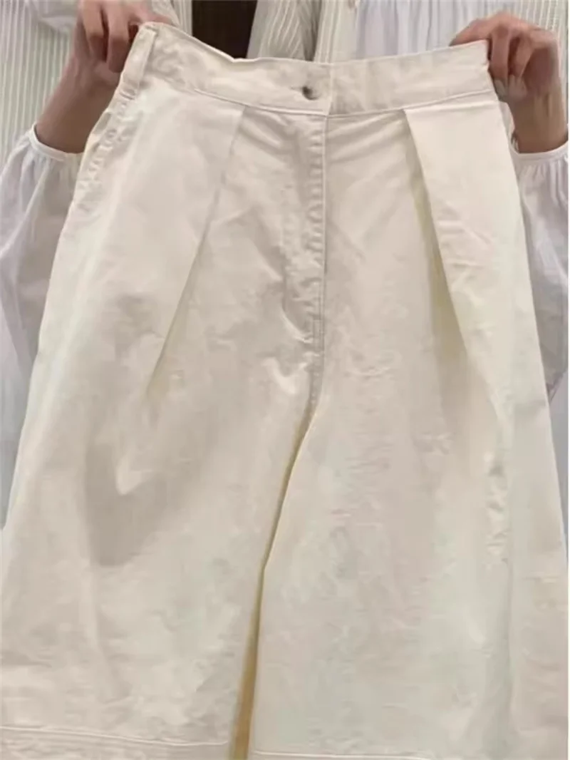 

Японские повседневные широкие брюки с высокой талией, женские осенние простые свободные прямые хлопковые льняные брюки с напуском, женские