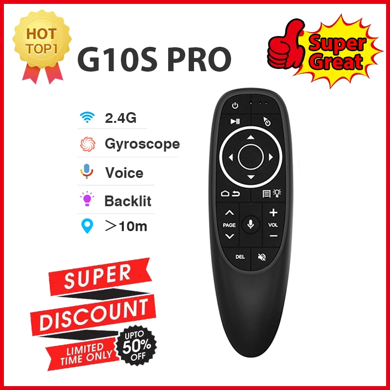 G10S Pro BT Air Mouse 2.4G Wireless Gyroscope Smart Remote Control With Voice IR Learning  for Android TV Box H96 MAX X88 PRO X9