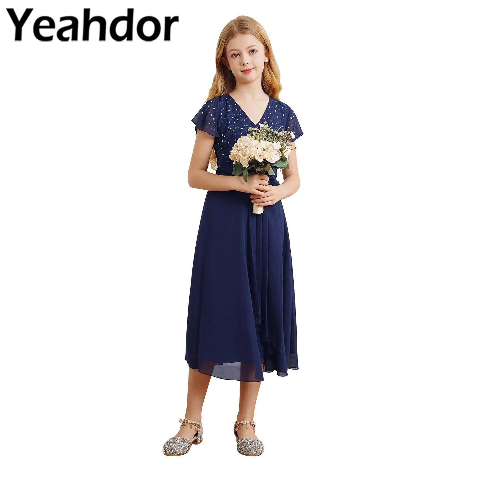 

Junior Bridesmaid Dresses Girls Wedding Party Gown Flower Girl Chiffon Dress for Evening Formal Occasions Vestidos De Verano