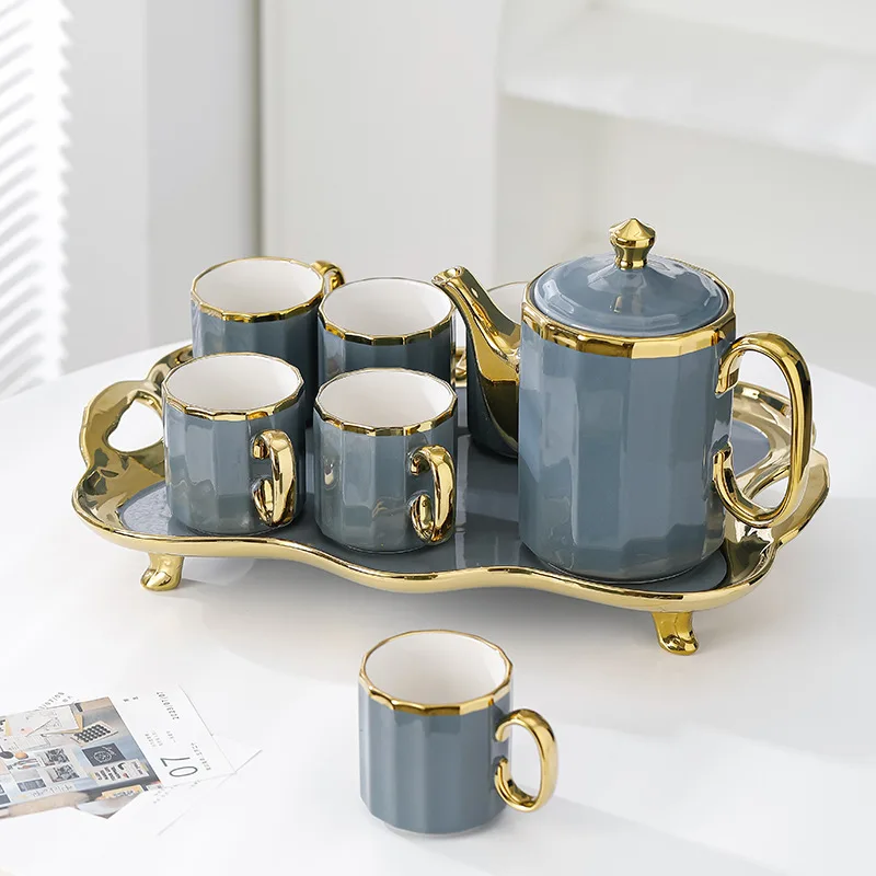 

Light luxury European style water set, large capacity afternoon tea cup set, minimalist ceramic tea set, household drinking cup