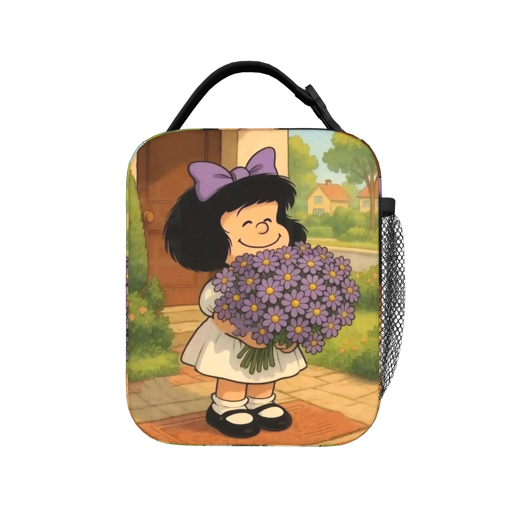 Mafaldas Flowers Anime Insulated Lunch Bags Large  Meal Container Thermal Bag Tote Lunch Box School  Outdoor Girl Boy