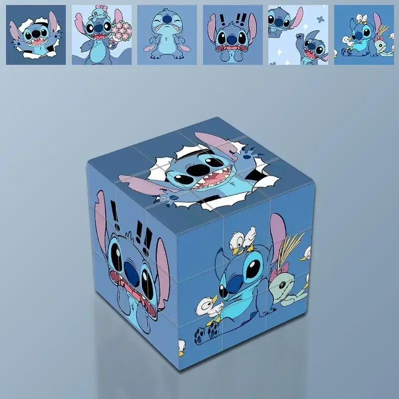 

Kawaii MINISO Anime Stitch Children Cube Toys Set Cute Cartoon Teaching Smooth Development Benefits Lovely Doll Gifts for Kids