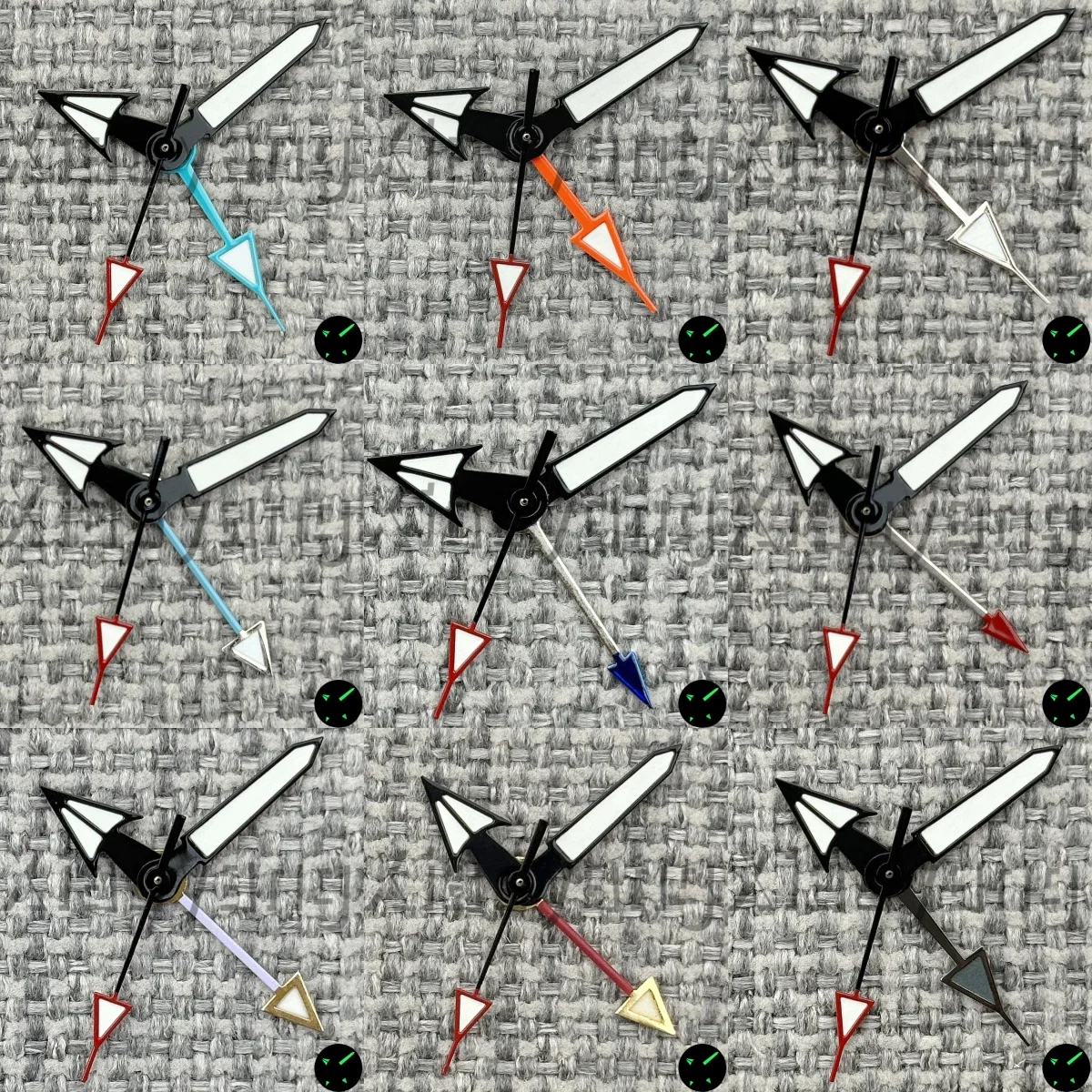 4‑Piece GMT Spear‑Shaped Watch Hands Luminous Arrow Hands Kit For NH34 Movement DIY Watch Repair Accessory Multiple Color Option