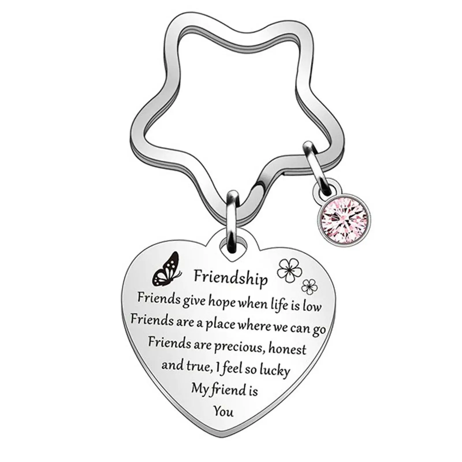 Sisters Keychain Stainless Steel Heart Pendant Friendship Gift Key Ring for Best Friends Birthday - view 5