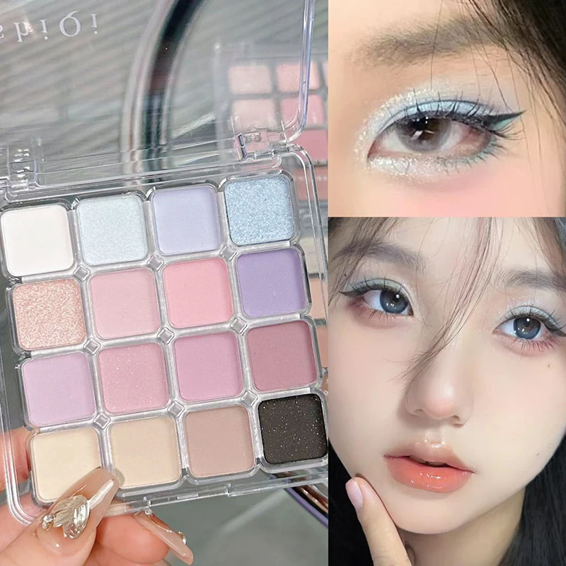 16-Color Matte Pearl Fine Glitter Eyeshadow Palette Long-Lasting Eye & Face Makeup Eye Makeup Palette Daily Makeup Eye Shadows