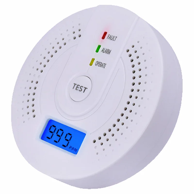 Detektor Karbon Monoksida Layar LCD Digital Alarm CO Suara & Peringatan Lampu Kilat Detektor Gas Dalam Ruangan Bertenaga Baterai untuk Rumah