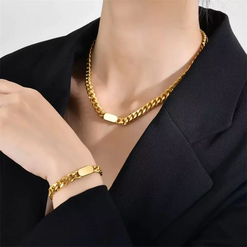 EILIECK 316L Edelstahl 18k Vergoldetes Halsketten-Armband-Schmuckset, Modischer Anhänger für Damen, Schmuckgeschenk für Damen – Detail 10