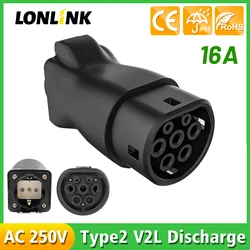 LONLINK-Adaptador de descargador para coche eléctrico, enchufe tipo 2 V2L, descargador Evse EV, accesorios para coche, conector