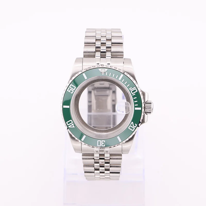 

40mm Green Submariner Case Jubilee Bracelet Man Watch Mechanical for Seiko Mod NH35 NH36 Automatic Movement Complete Kit