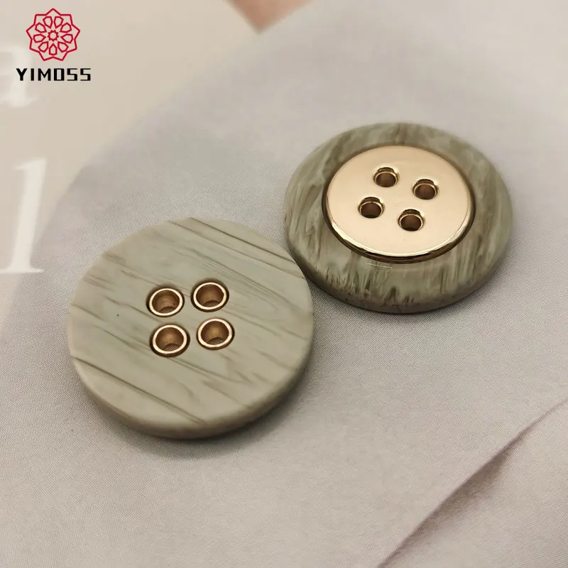 4-Holes Round Resin Metal Sewing Buttons Men and Women Coats Suit Cardigans High-Grade DIY Sewing Accessories 6pcs 18/23mm