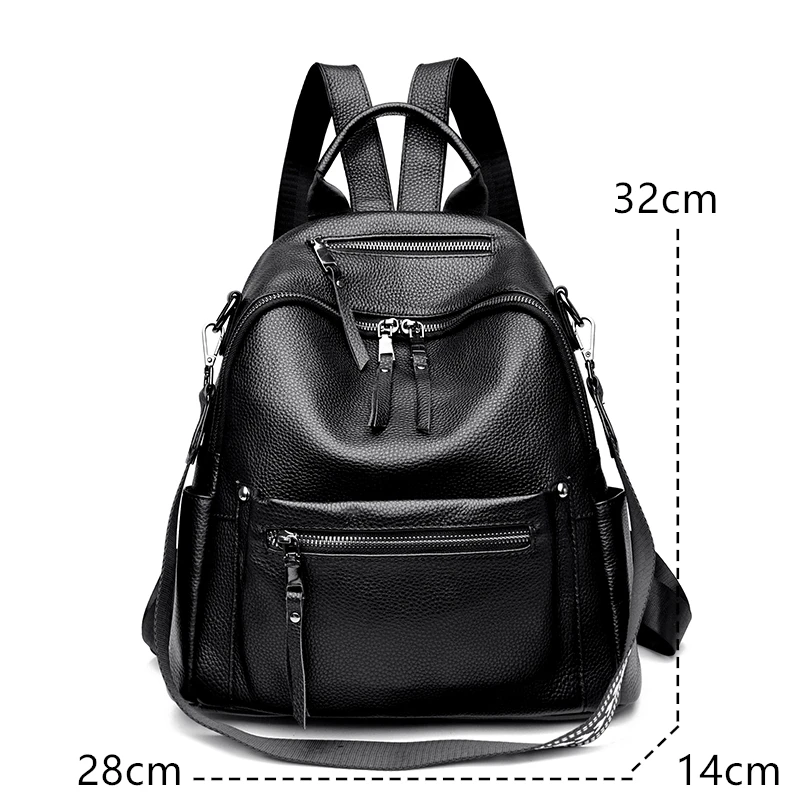 Genuine Leather Women Backpack Large Capacity Knapsack Ladies Travel Sac Girls Shoulder School Bag New Mochila Cowhide BackPack