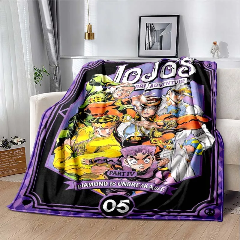 

JOJO's Bizarre Adventure Anime Flannel Plush Blanket Bedroom Living Room Sofa Game Room Warm Throw Travel Picnic Blanket