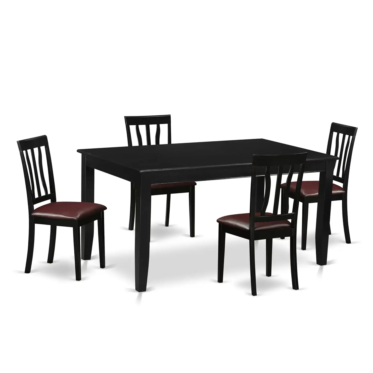 5 Piece Dining Table Set Rectangle Kitchen Table & 4 Faux Leather Upholstered Chairs 36x60 Inch Black, Customized