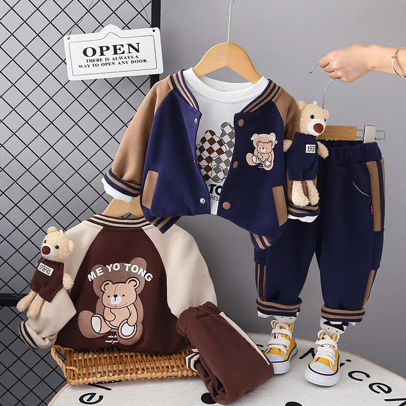 

0-4 years old autumn and winter new fashion children's clothing baby fashion letter set boys' and girls' waistcoat three piece s