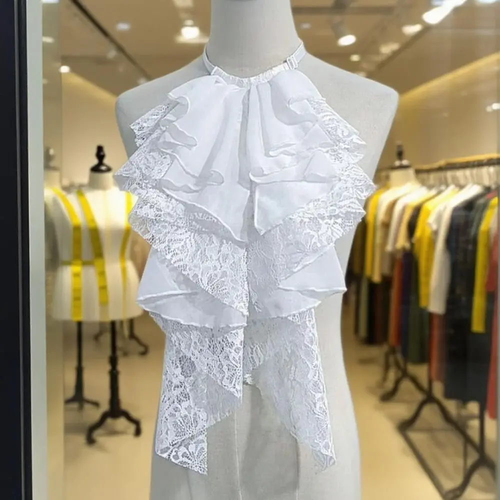 All-match Detachable Layered Lace False Collar Elegant Adjustable Decorative Lace Neckline Retro DIY Fake Lace Collar Gift