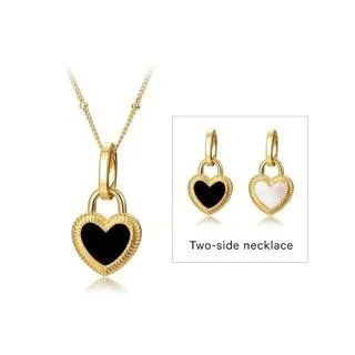 ANENJERY 316L Stainless Steel Shell Love Heart Pendant Necklace for Women  Clavicle Chain Gifts
