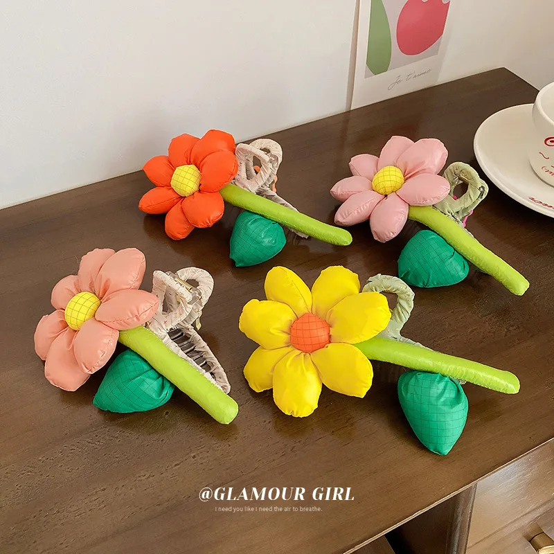 Korea Flower Shape Hair Claw Clip for Women Girls Flower Letter Hairpin Cute Sweet Large Clip Grasping Clip Hair Accessories