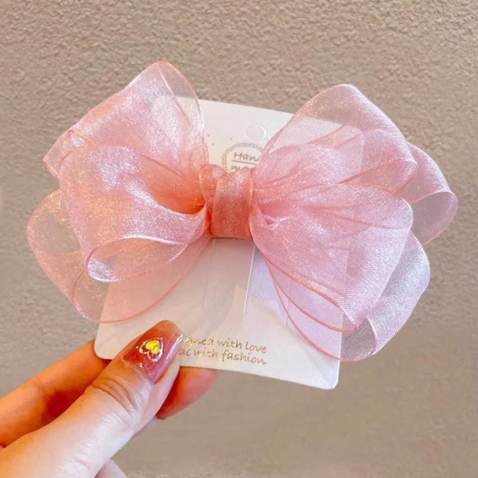 

Korean Mesh Gauze Bow Baby Hairpins Fairy Princess Girl Pink Big Bow Hair Clips Top Clips Kids Headwear Blue Hair Side Clip TM04