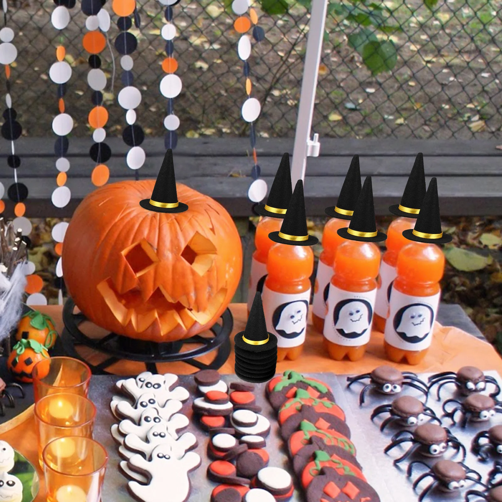 

12Pcs Hat Halloween Bottle Decorations Reusable Felt Wine Bottle Covers Party Supplies Hat