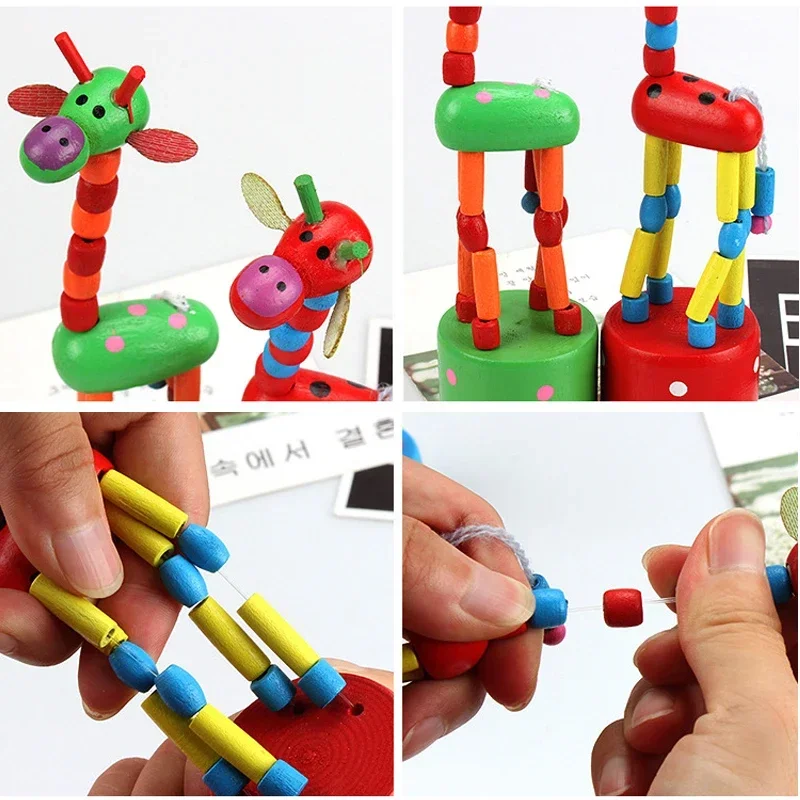 Montessori Educational Toy Kid Wooden Toys for Children Early Learning Exercise Baby Fingers Flexible Materials Giraffe Toy Gift