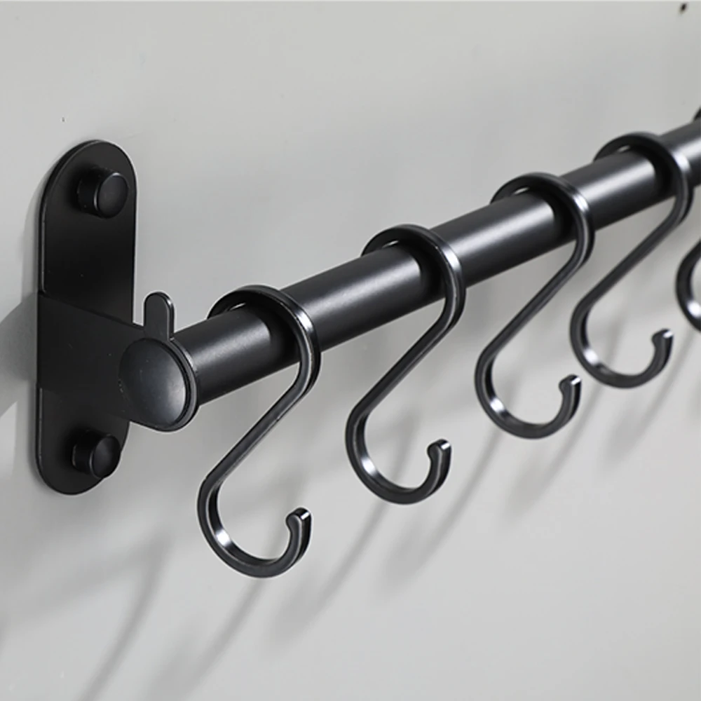 Kitchen Storage Rack Wall Mounted Storage Hanging Rack Hanger with Hook Towel Bar Pot Cabinet Shelf Storage Holder Cutlery Rack