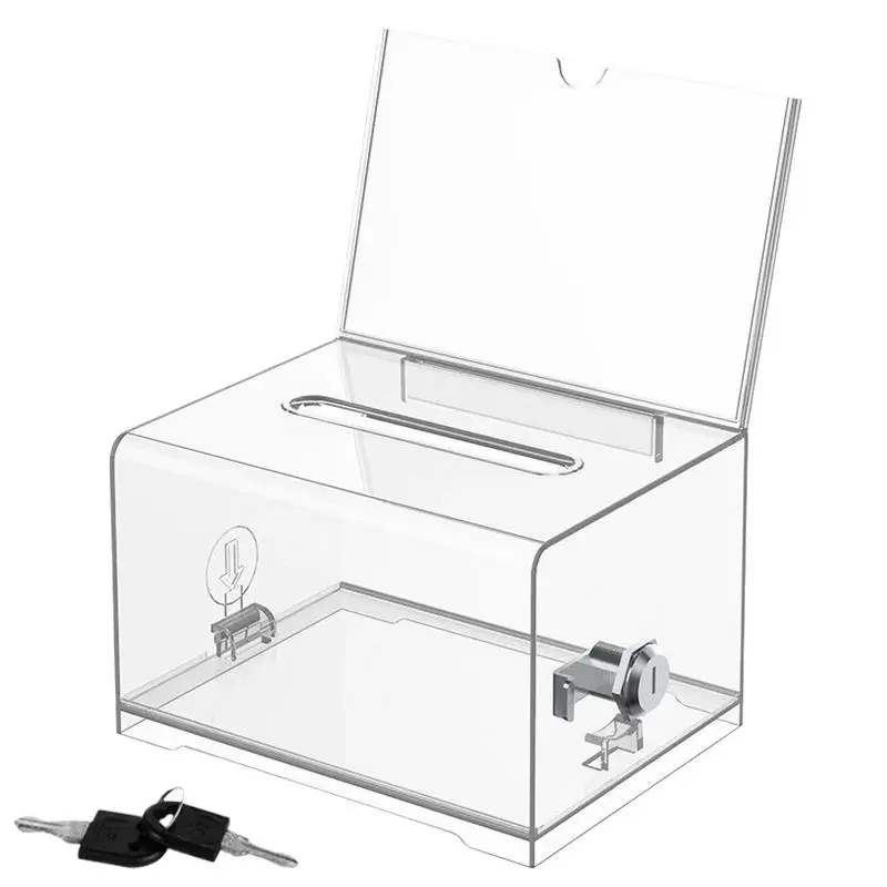 Ballot Box With Lock Multipurpose Transparent Drop Box Portable Suggestion Box With Lock Minimalist Donation Box For Suggestions