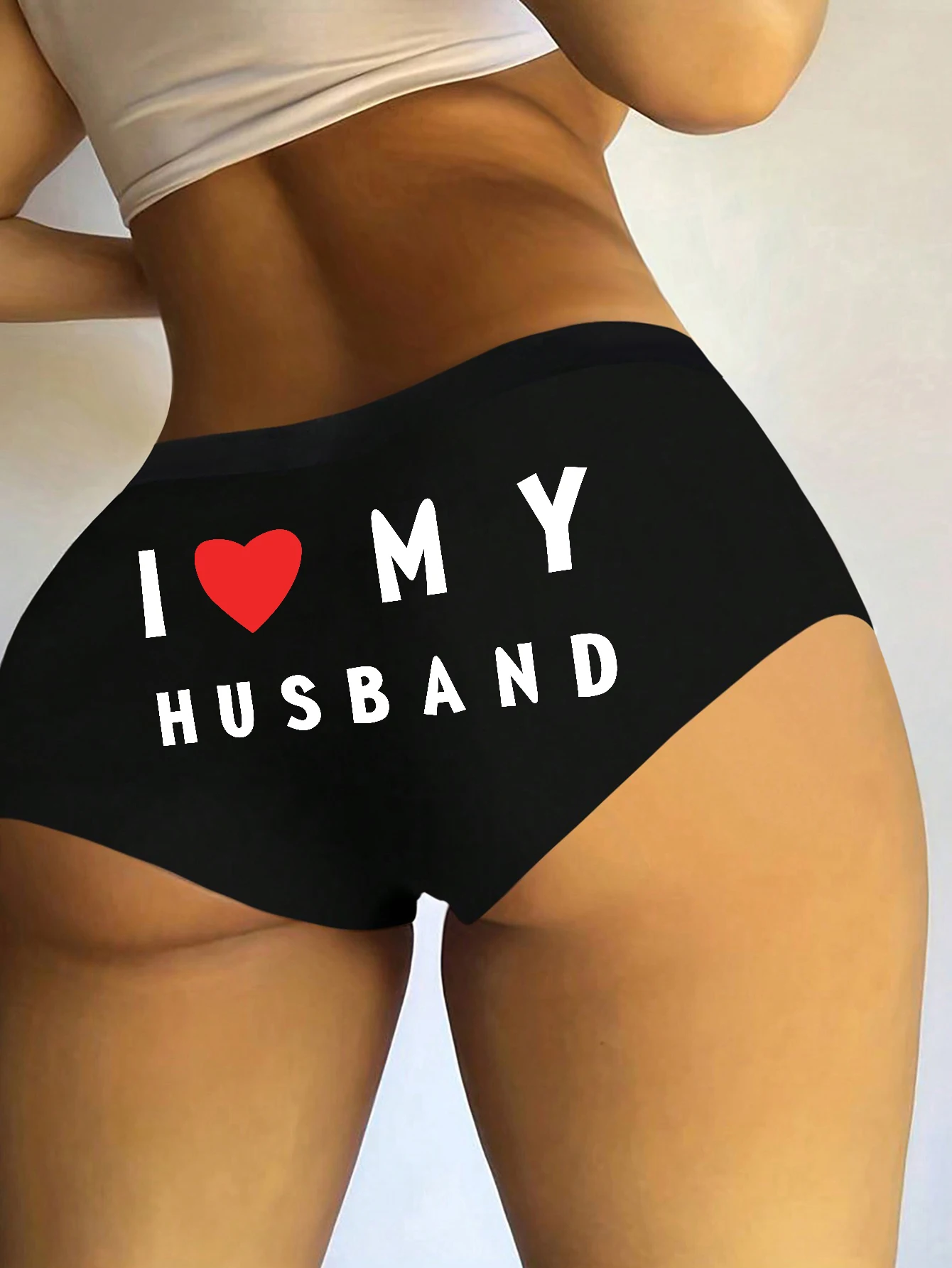 Varsbaby-pantalones cortos con estampado de I Love My Husband para mujer, calzoncillos de talla grande, ropa interior femenina, calzoncillos tipo bóxer