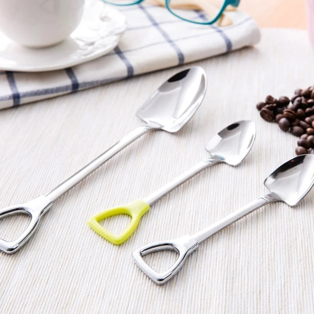 

3Pcs Metal Stirring Spoon Iron Shovel Shape for Bar Coffee Shop Home Safe Lightweight Stainless Steel Easy to Clean