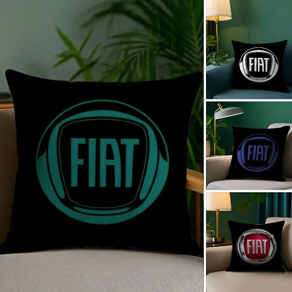 

Brand Luxury F-FiatS Pillow Case Plush Fabric Soft Double Sided Print Sofa Cushion Cover Throw Pillow Covers