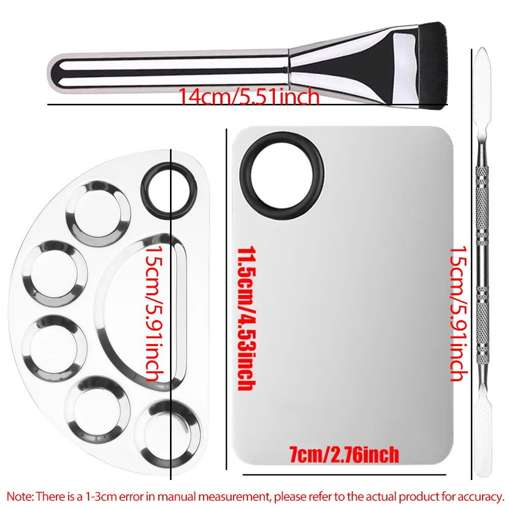 Makeup Palette Cosmetic Palette Spatula Cosmetic Makeup Mixing Palette Stainless Steel With Powder Puff Spatula Tools For Women