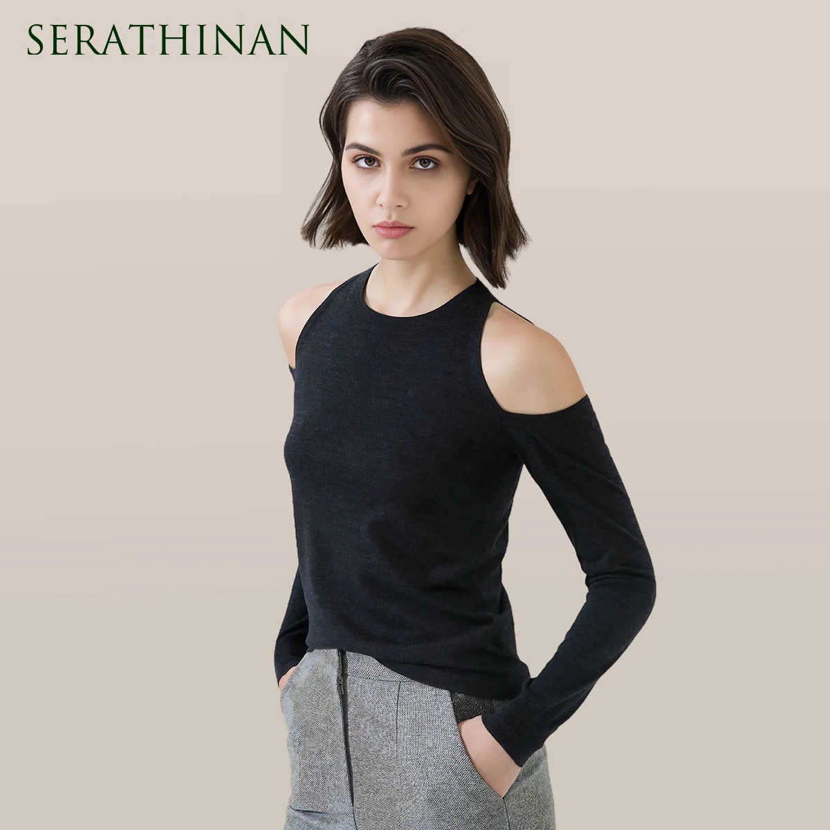 

1612 100% Wool Pullover Off shoulder thin top Sweater For Women Ladies autumn Cloths luxury Women's Clothing