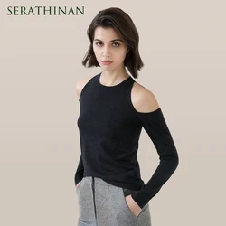 1612 100% Wool Pullover Off shoulder thin top Sweater For Women Ladies autumn Cloths luxury Women's Clothing