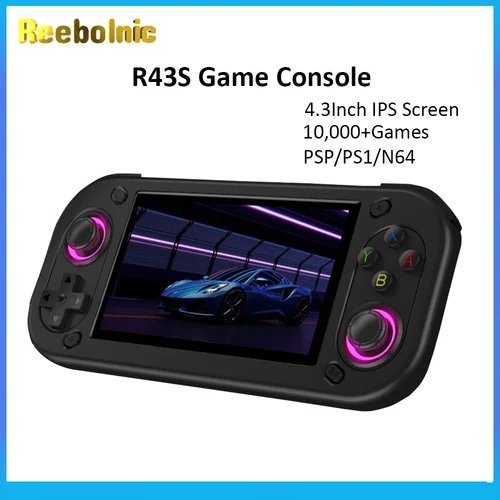 Imagen 1 del producto Consola de juegos Reebolnic R43S pantalla IPS de 4,3 pulgadas salida HD RK3128 código abierto Linux 10000 + juegos 20 + simuladores 2000mAh PSP PS1
