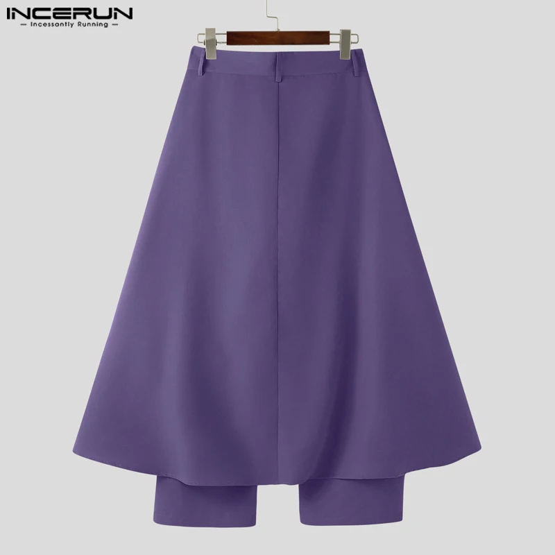 INCERUN เสื้อกันหนาวผู้ชายไม่สม่ําเสมอกางเกงสีทึบปุ่ม Joggers กางเกงหลวมๆผู้ชาย Streetwear 2025 แฟชั่นชายยาวกางเกง S-5XL