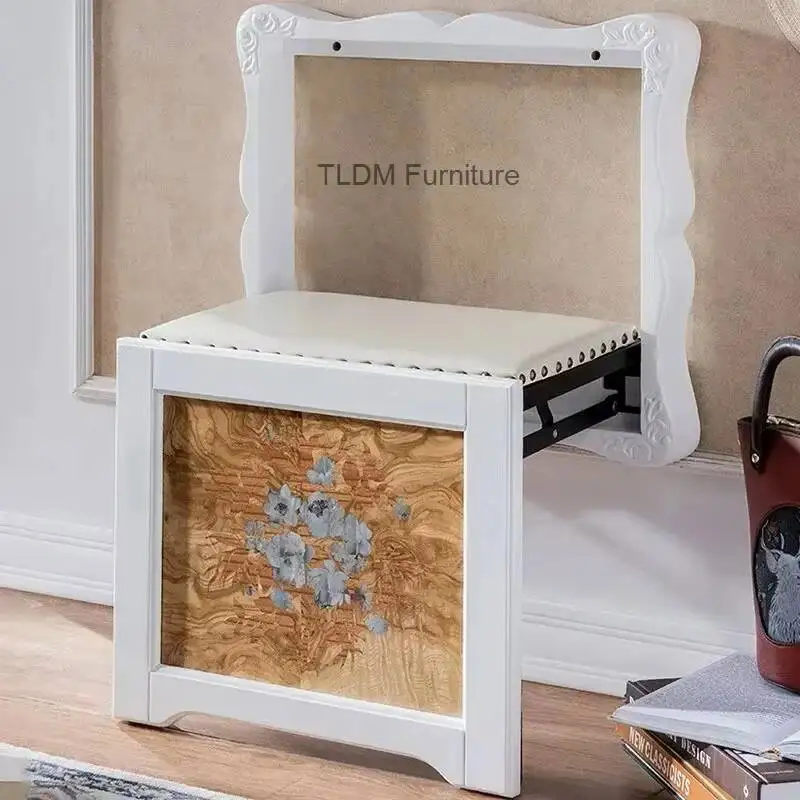 

Ретро-табурет в американском стиле, креативный, настенный, для душа, складной стул для обувания, для ванной, для дома, для прихожей, из массива дерева, резной