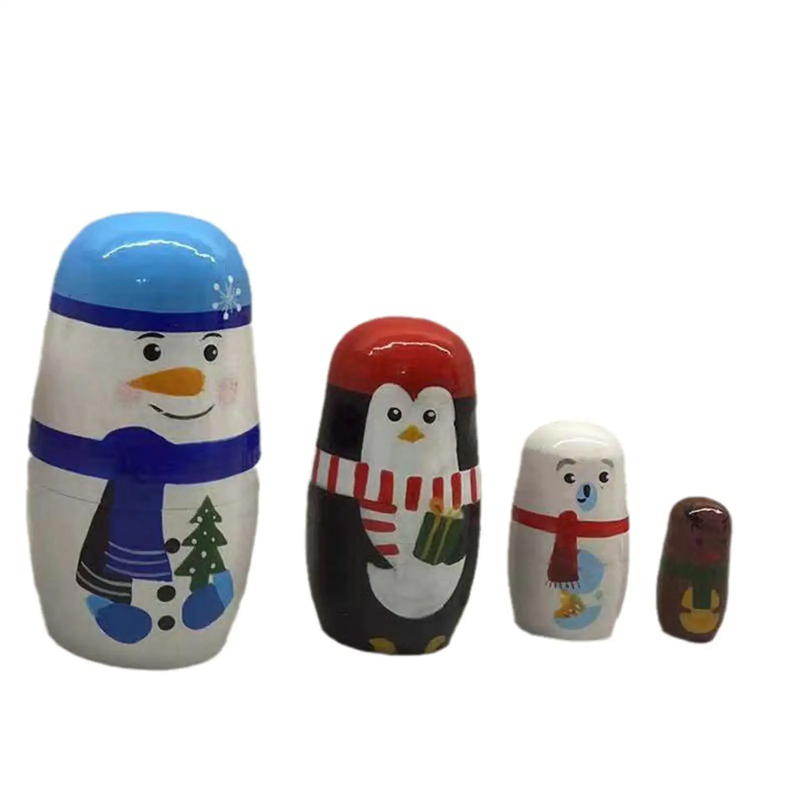5Pcs Christmas Matryoshka Dolls Collectible Dolls Handmade Desktop Ornaments Matryoshka Crafts Russian Nesting Doll for Desk