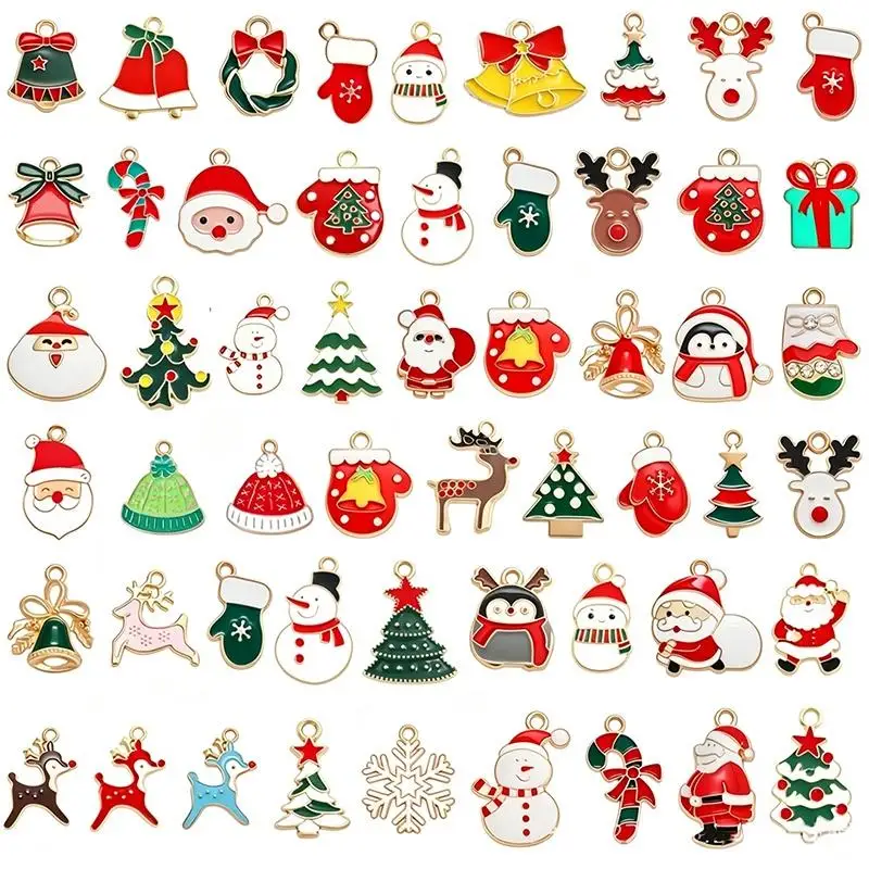 Weihnachts-Emaille-Anhänger, 10/20/50 Stück, sortiert, für die Herstellung von Schmuck, Weihnachtsgeschenk für Bastler – Detail 11