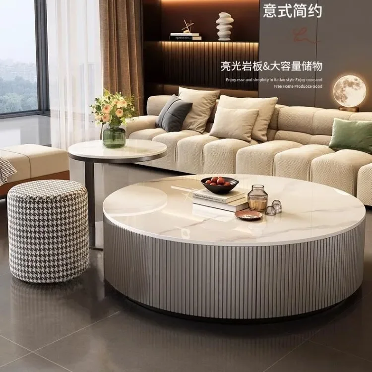 

hot sale Living room rock slab coffee table creative coffee table round tea table light luxury modern simple high-end