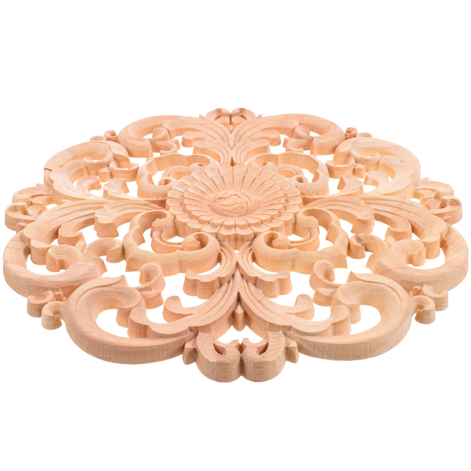 

30Cm Natural Wood Carved Corner Onlay Applique For Walls Doors Furniture Unpainted Decorative Wood Appliques Artistic Home Decor