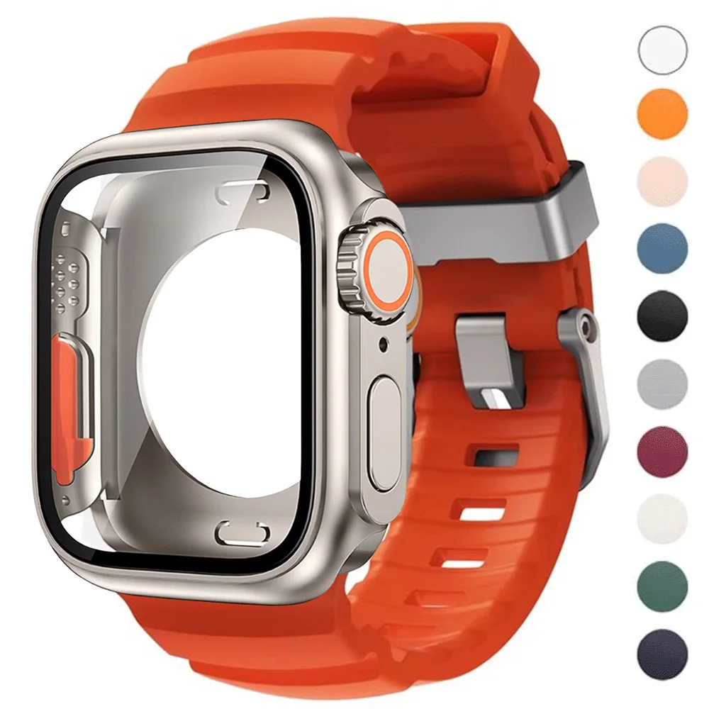 

Case+Silicone Strap For Apple Watch S11 S10 46mm SE3/2/1 Change to Ultra PC Cover For iWatch Series 9 8 7 45mm Series 6 5 4 44mm