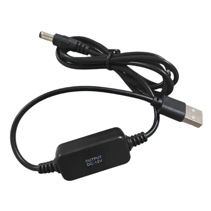 652F Temporary Routers Backup Power Cable, USB 5V to DC12V Stepping-Up Power Conversion Wire PVC Cord and DC5521 Barrels Plug