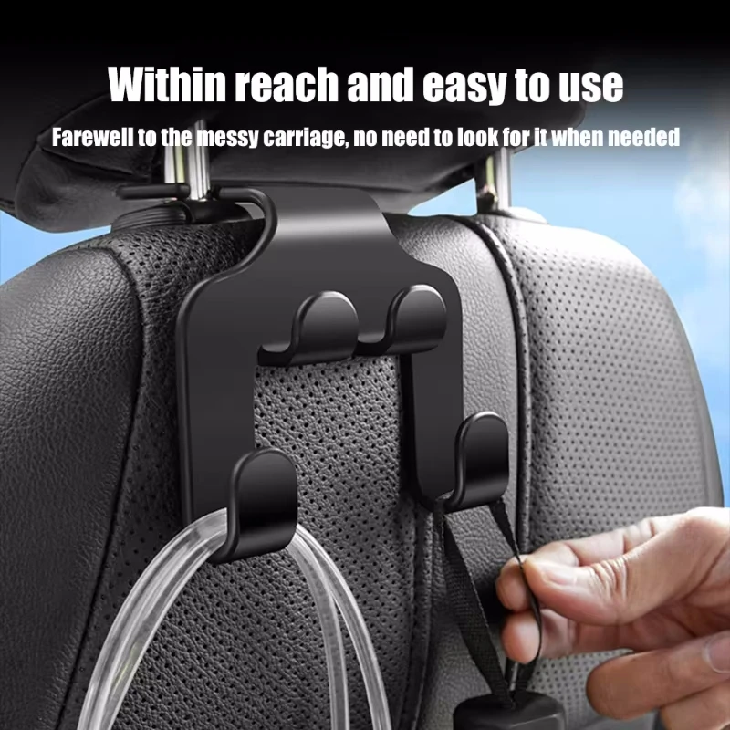 Multifunctional Car Seat Back Hook 2pcs Double Head Phone Hanger Headrest Hanging Bag Storage Hanger Car Interior Accessories