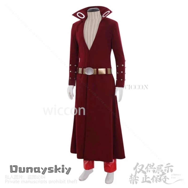 أنيمي السبع تأثيري الخطايا القاتلة حظر الثعلب خطيئة الجشع طويل أحمر عميق الخامس معطف السراويل Y2K فاسق موحدة الباروكات الدعاوى