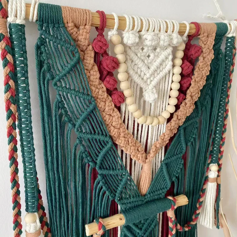 Nordic fringed tapestry hand-woven bed and breakfast decoration bedside entrance art pendant Bohemian tapestry